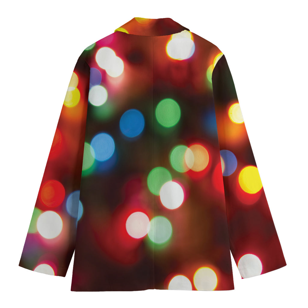 Defocused Christmas Lights Print Women's Cotton Blazer