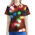 Defocused Christmas Lights Print Women's Polo Shirt