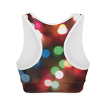Defocused Christmas Lights Print Women's Sports Bra