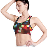 Defocused Christmas Lights Print Women's Sports Bra