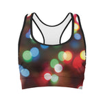 Defocused Christmas Lights Print Women's Sports Bra