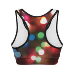 Defocused Christmas Lights Print Women's Sports Bra