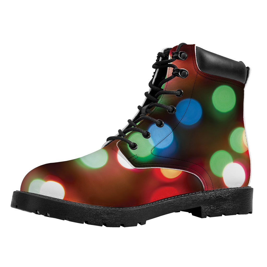 Defocused Christmas Lights Print Work Boots