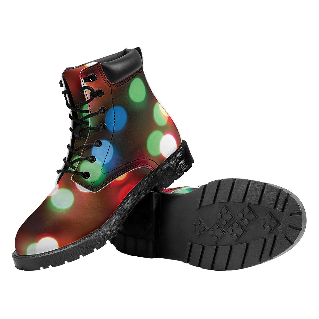 Defocused Christmas Lights Print Work Boots