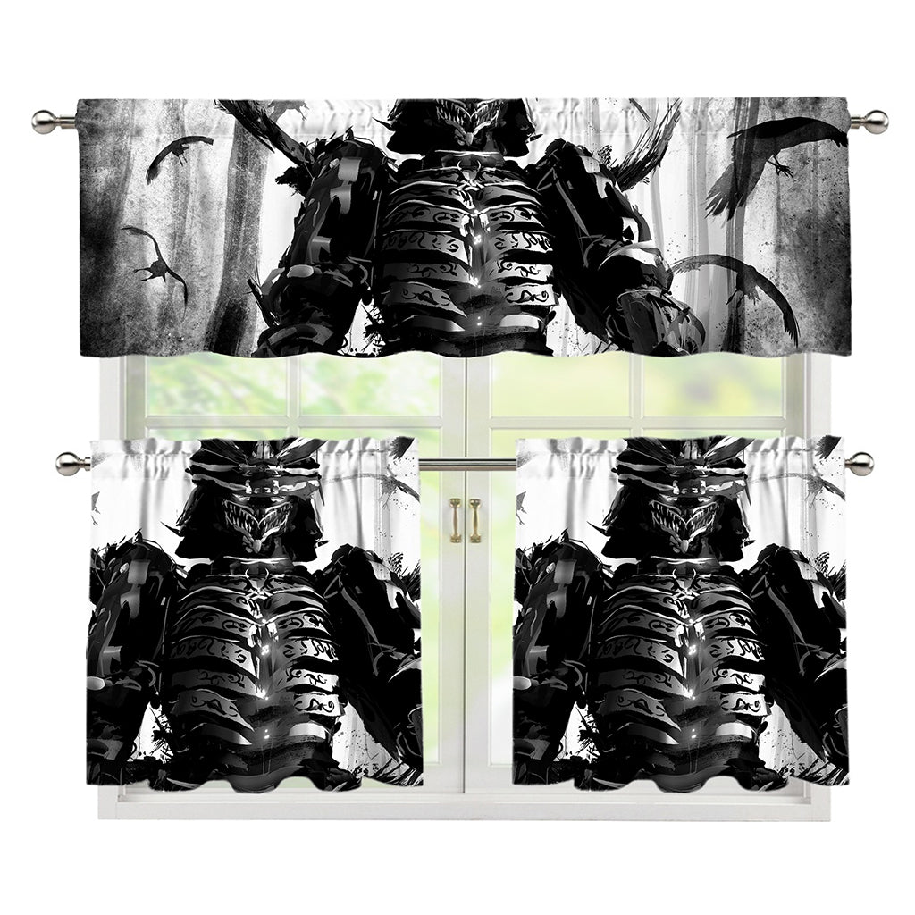 Demon Samurai Print 3 Piece Kitchen Curtains