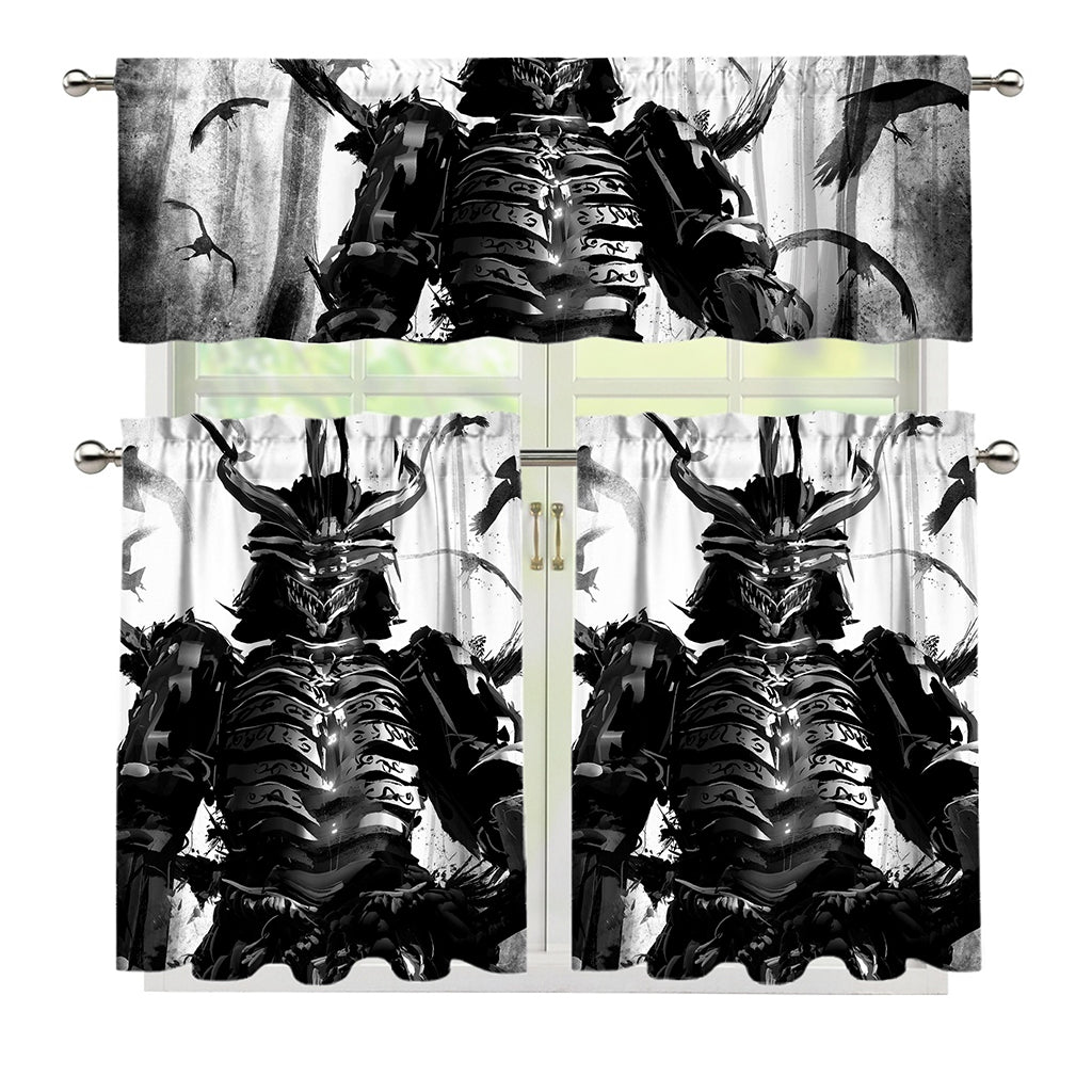 Demon Samurai Print 3 Piece Kitchen Curtains