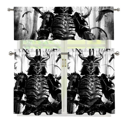 Demon Samurai Print 3 Piece Kitchen Curtains
