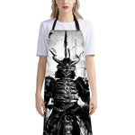 Demon Samurai Print Bib Apron With Pocket