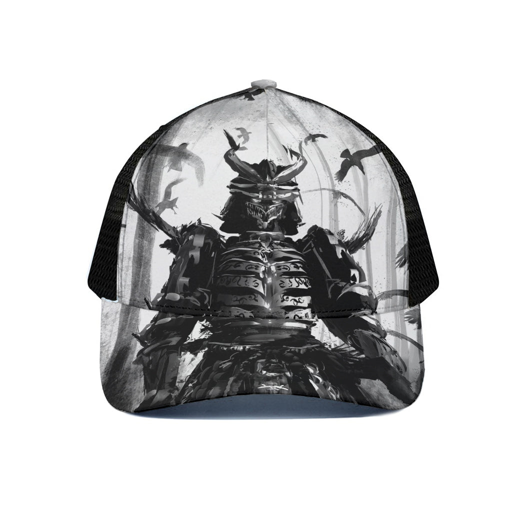 Demon Samurai Print Black Mesh Trucker Cap