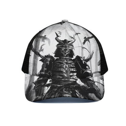 Demon Samurai Print Black Mesh Trucker Cap