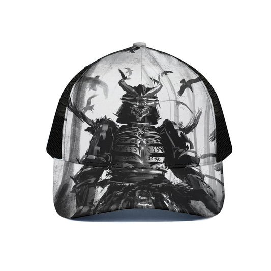 Demon Samurai Print Black Mesh Trucker Cap