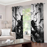 Demon Samurai Print Blackout Grommet Curtains