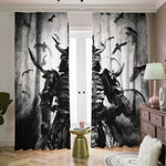 Demon Samurai Print Blackout Pencil Pleat Curtains
