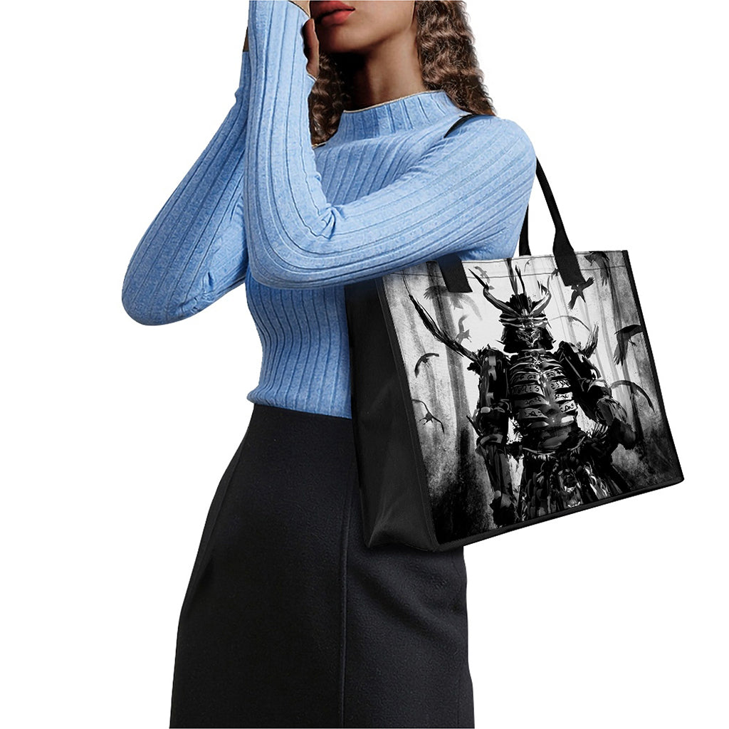 Demon Samurai Print Canvas Tote Bag