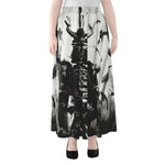 Demon Samurai Print Chiffon Maxi Skirt