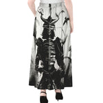 Demon Samurai Print Chiffon Maxi Skirt