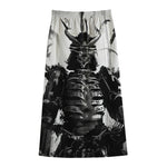 Demon Samurai Print Cotton Front Slit Maxi Skirt