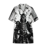 Demon Samurai Print Cotton Hawaiian Shirt