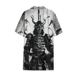 Demon Samurai Print Cotton Hawaiian Shirt