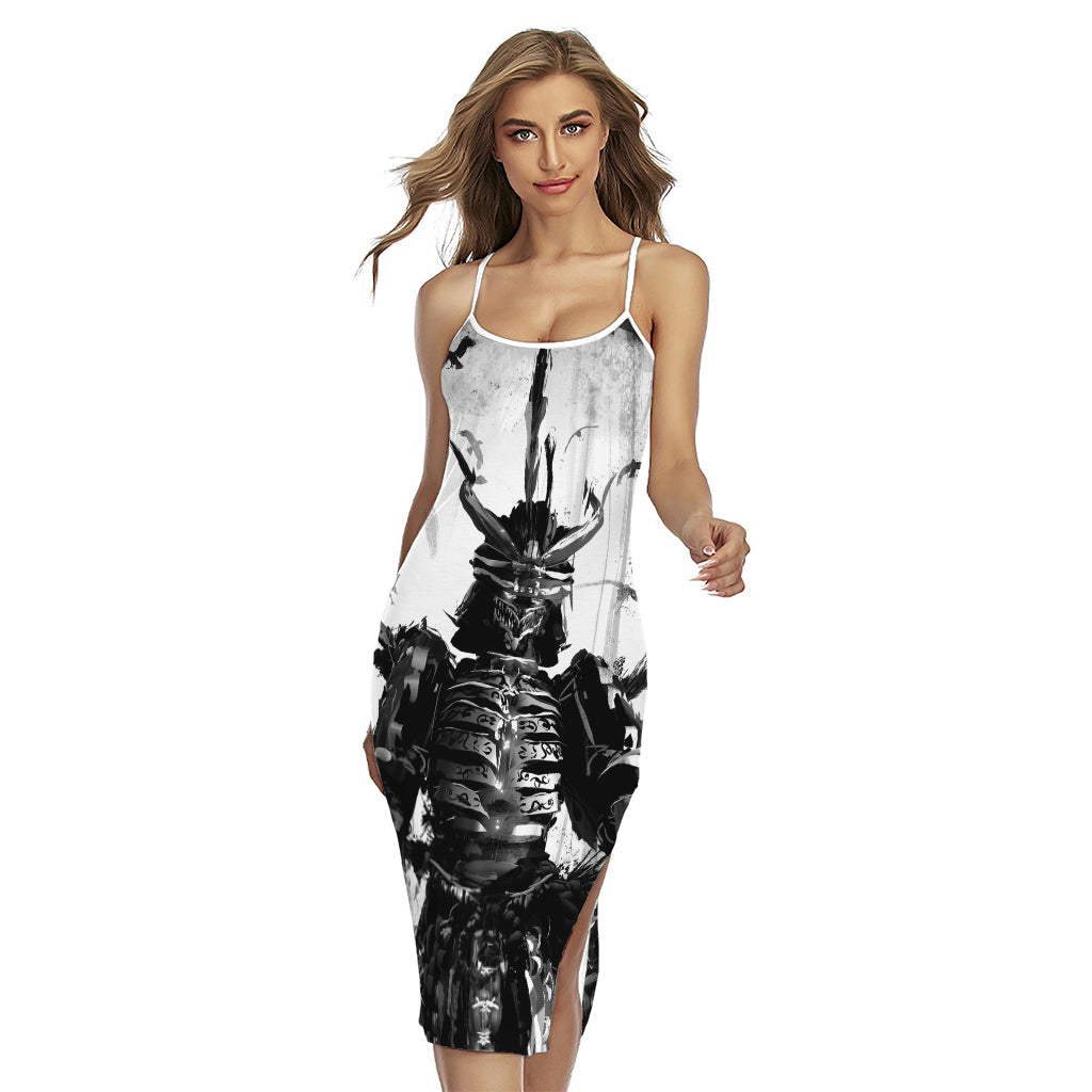 Demon Samurai Print Cross Back Cami Dress