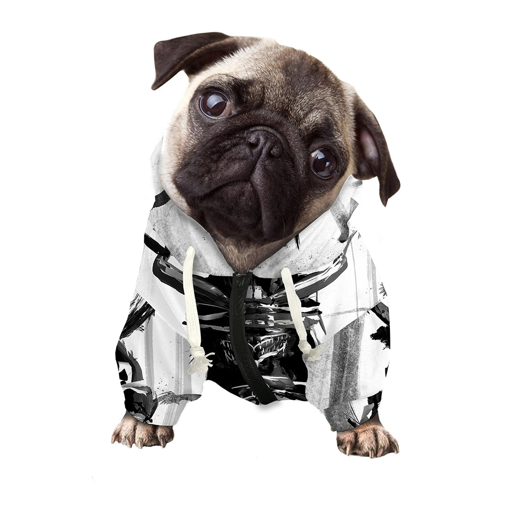Demon Samurai Print Dog Zip Up Hoodie