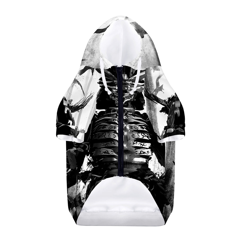 Demon Samurai Print Dog Zip Up Hoodie