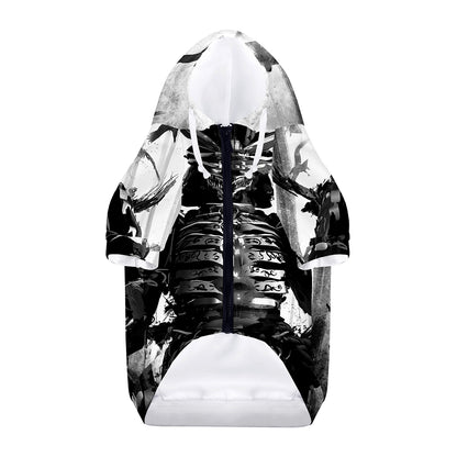 Demon Samurai Print Dog Zip Up Hoodie