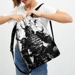 Demon Samurai Print Drawstring Backpack