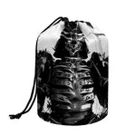Demon Samurai Print Drawstring Makeup Bag