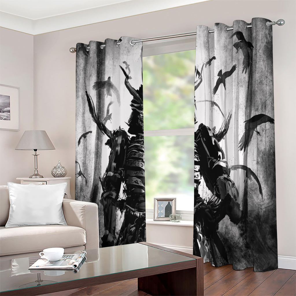 Demon Samurai Print Extra Wide Grommet Curtains