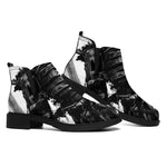Demon Samurai Print Flat Ankle Boots