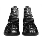 Demon Samurai Print Flat Ankle Boots