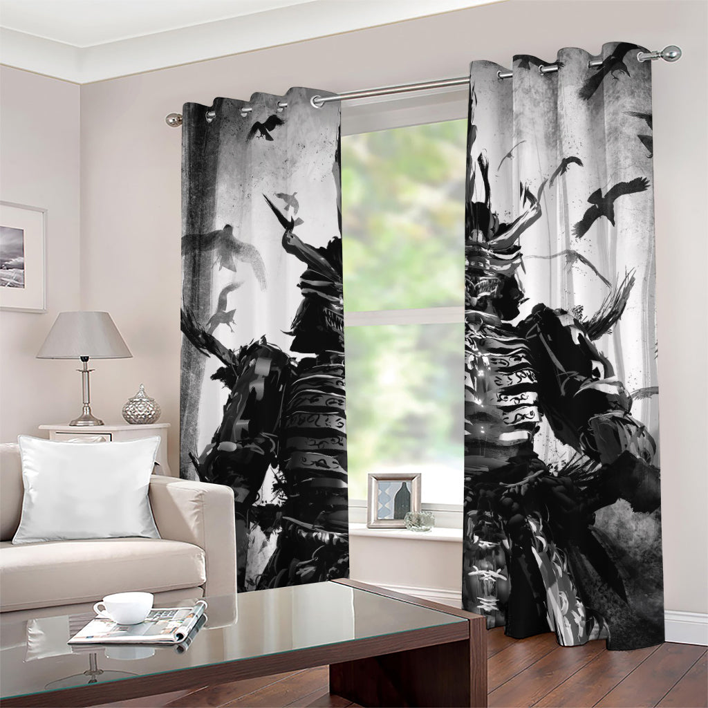 Demon Samurai Print Grommet Curtains