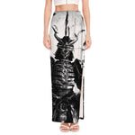 Demon Samurai Print High Slit Maxi Skirt