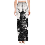 Demon Samurai Print High Slit Maxi Skirt