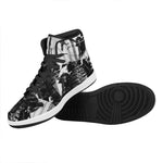 Demon Samurai Print High Top Leather Sneakers