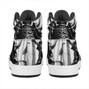 Demon Samurai Print High Top Leather Sneakers