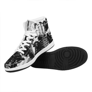 Demon Samurai Print High Top Leather Sneakers