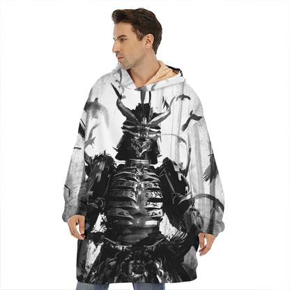 Demon Samurai Print Hoodie Blanket