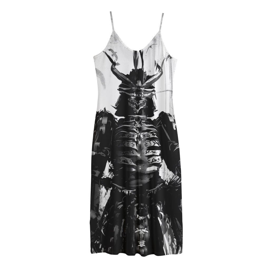 Demon Samurai Print Jersey Midi Cami Dress