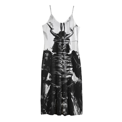 Demon Samurai Print Jersey Midi Cami Dress
