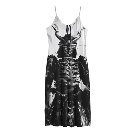 Demon Samurai Print Jersey Midi Cami Dress