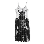 Demon Samurai Print Jersey Midi Cami Dress