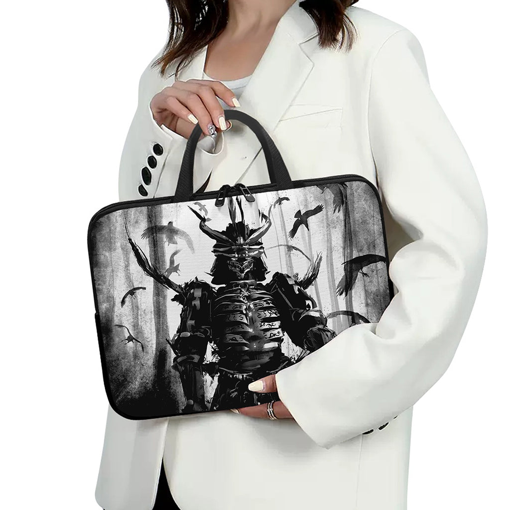 Demon Samurai Print Laptop Sleeve With Handle