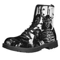 Demon Samurai Print Lace-Up Boots