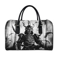 Demon Samurai Print Leather Duffel Bag