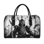 Demon Samurai Print Leather Duffle Bag