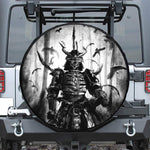 Demon Samurai Print Leather Spare Tire Cover