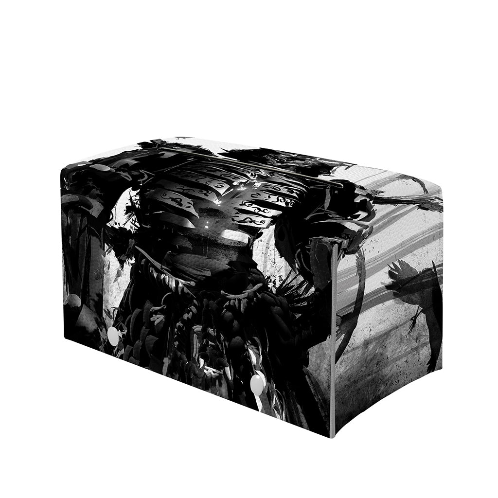 Demon Samurai Print Leather Tissue Box Cover
