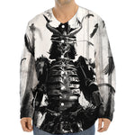 Demon Samurai Print Long Sleeve Baseball Jersey